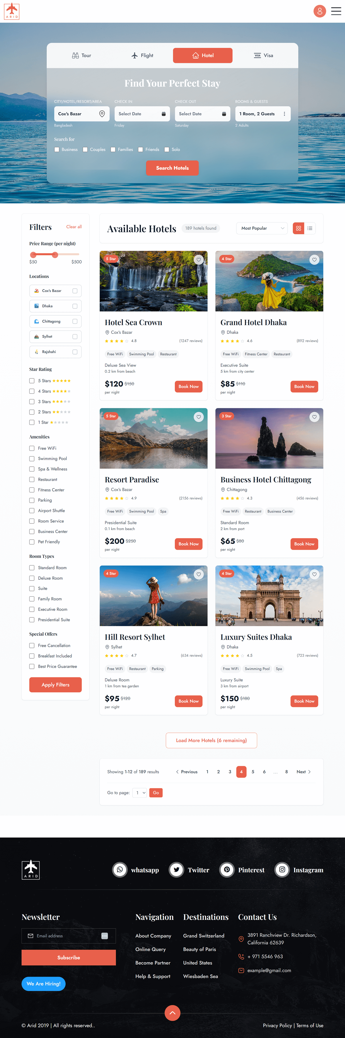 Arid - Travel & Tourism NextJs/Tailwind CSS Template