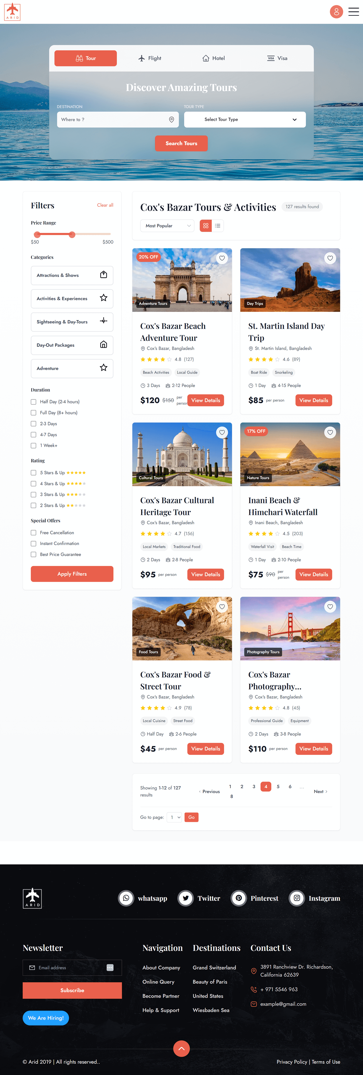 Arid - Travel & Tourism NextJs/Tailwind CSS Template