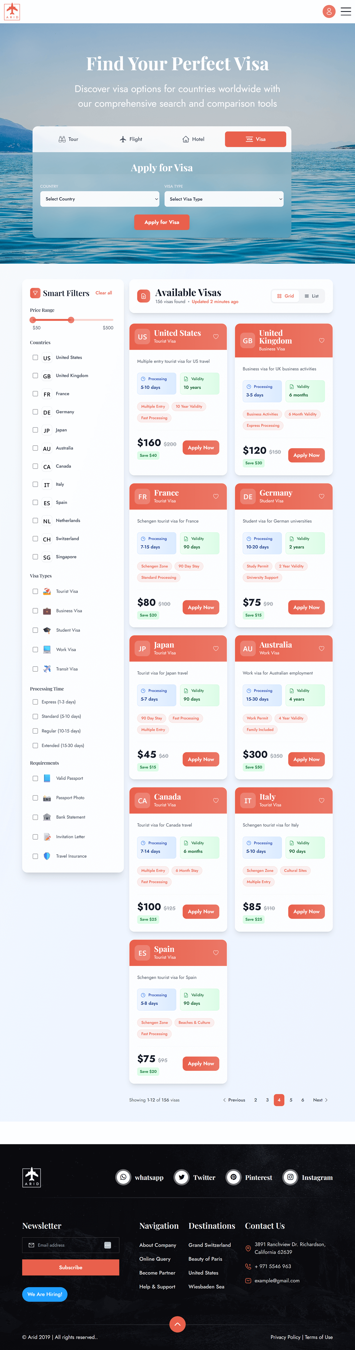 Arid - Travel & Tourism NextJs/Tailwind CSS Template